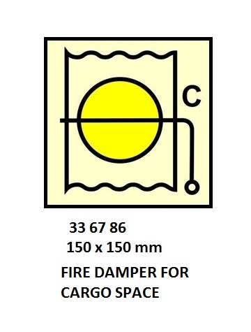 FIRE CONTROL SYMBOL ISO 17631, F-DAMPER F/CARGO-SPACE 150X150
