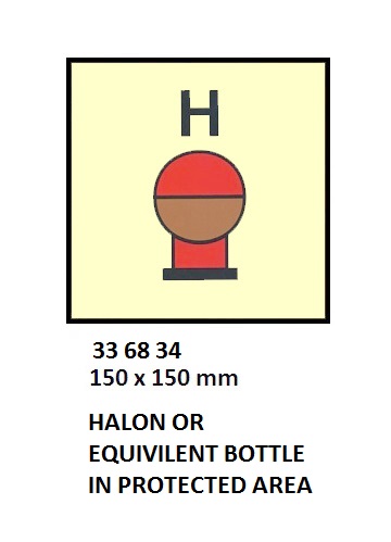 FIRE CONTROL SYMBOL ISO 17631, HALON EQ BTL IN PROTECT AREA