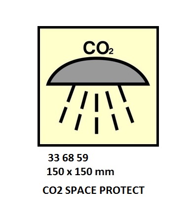 FIRE CONTROL SYMBOL ISO 17631, SPACE PROTECTD BY CO2 F/EXTING
