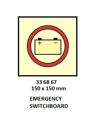 FIRE CONTROL SYMBOL ISO 17631, EMERG SOURCE OF ELEC POWER BAT