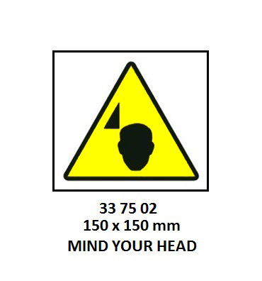 SIGN WHITE VINYL SELF ADHESIVE, #7502 150X150MM WARNING HEAD