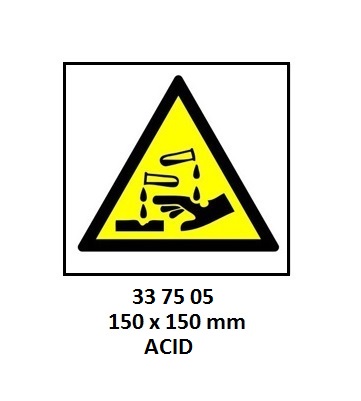 SIGN WHITE VINYL SELF ADHESIVE, #7505 150X150MM DANGER ACID