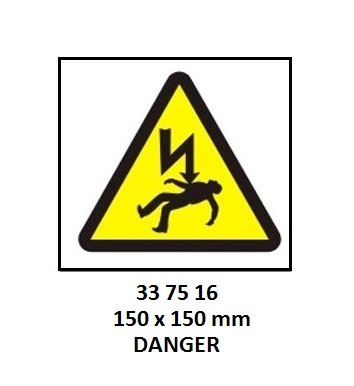 SIGN WHITE VINYL SELF ADHESIVE, 7516 150X150MM DANGER OF DEATH