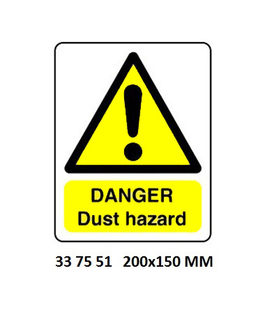 SIGN WHITE VINYL SELF ADHESIVE, #7551 200X150MM DANGER DUST