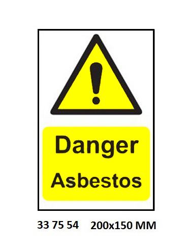 SIGN WHITE VINYL SELF ADHESIVE, 7554 200X150MM DANGER ASBESTOS
