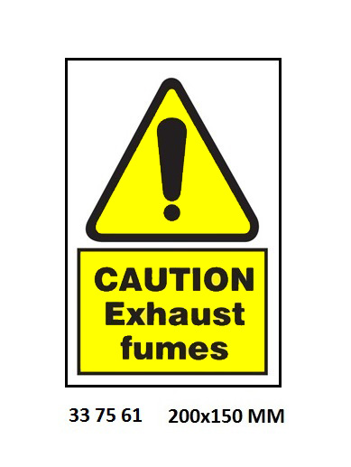 SIGN WHITE VINYL SELF ADHESIVE, 7561 200X150MM CAUTION EXHAUST
