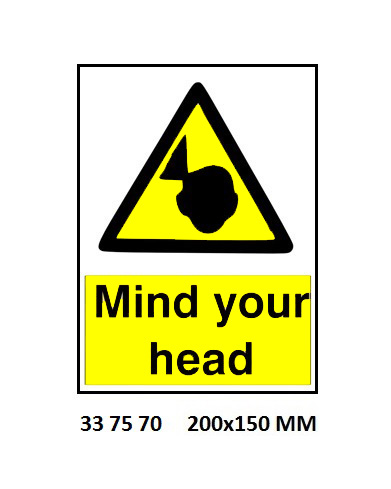SIGN WHITE VINYL SELF ADHESIVE, #7570 200X150MM WARNING MIND