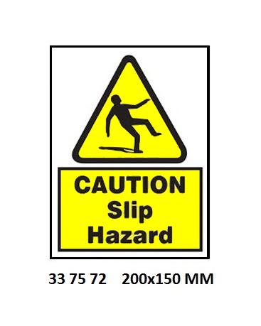 SIGN WHITE VINYL SELF ADHESIVE, 7572 200X150MM CAUTION SLIP HA