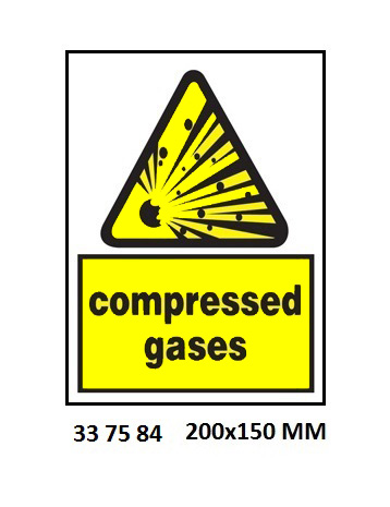 SIGN WHITE VINYL SELF ADHESIVE, 7584 200X150MM DANGER COMPRESS