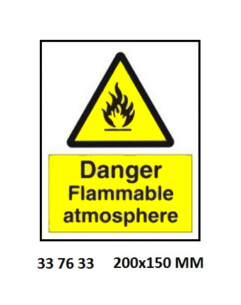 SIGN WHITE VINYL SELF ADHESIVE, 7633 200X150MM DANGER FLMBL AT