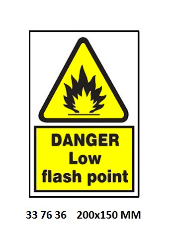 SIGN WHITE VINYL SELF ADHESIVE, 7636 200X150MM DANGER LOW FLAS