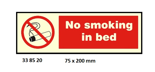 SIGN WHITE VINYL NO SMOKING IN, BED 75X200MM