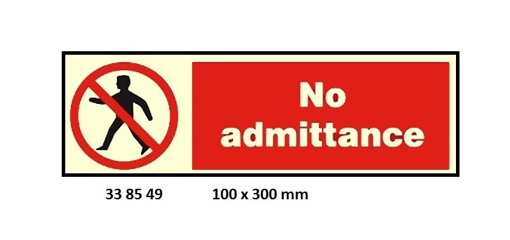 SIGN WHITE VINYL SELF ADHESIVE, PROHIBITION #8549 100X300MM