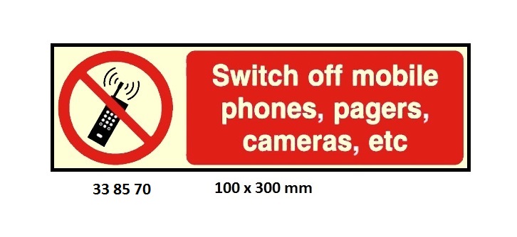 SIGN WHITE VINYL SPECIAL, PROHIBITION #8570 100X300MM