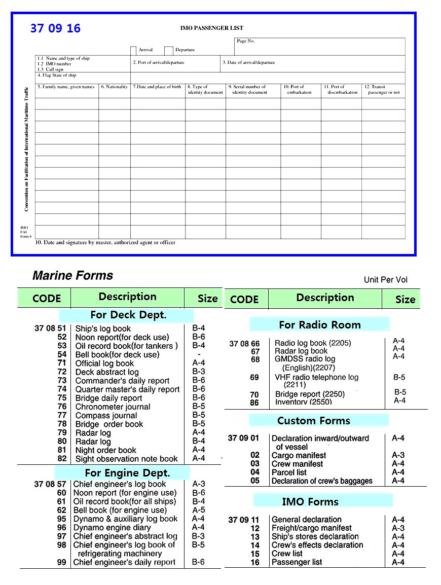 IMO376.E PASSENGER LIST FORMS
