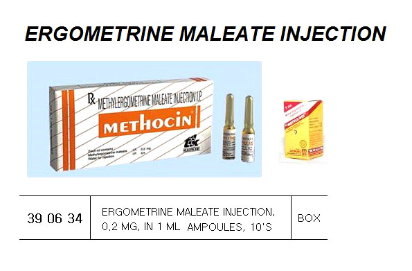 EGROMETRINE MALEATE INJECTION, 0.2MG IN 1ML AMPOULES 10`S
