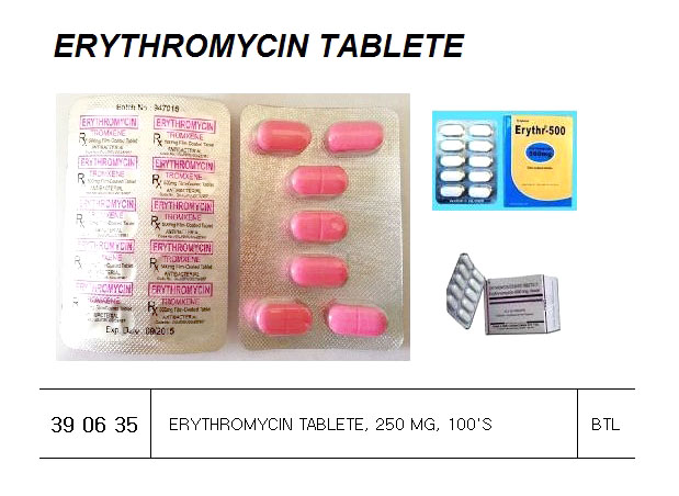 ERYTHROMYCIN TABLET 250MG, 100`S