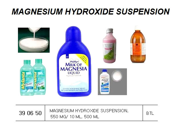MAGNESIUM HYDROXIDE SUSPENSION, 550MG/10ML 500ML