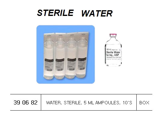WATER STERILE 5ML AMPOULES, 10`S