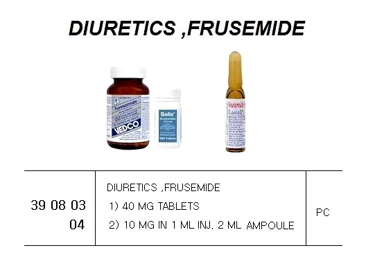 FRUSEMIDE 10MG IN 1ML INJ., 2ML AMPOULE FOR U.K. SHIPS