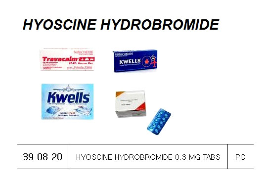 HYOSCINE HYDROBROMIDE 0.3MG, TABLET FOR U.K. SHIPS