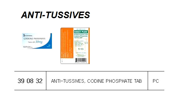 CODEINE PHOSPHATE TABLET, FOR U.K. SHIPS
