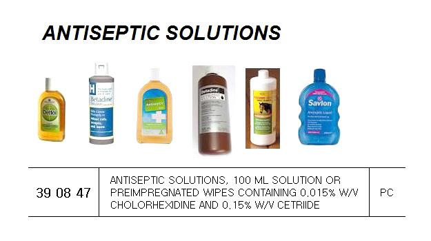 ANTISEPTIC SOLUTION 100ML, FOR U.K. SHIPS