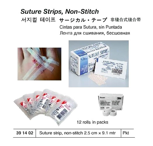 SUTURE STRIP NON-STITCH, 2.5CM X 9.1MTR 12RLS