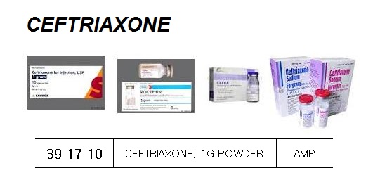 CEFTRIAXONE AMPOULE 1 G, POWDER FOR INJECTION