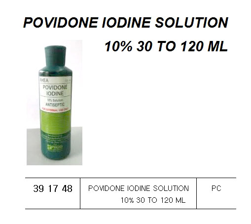 PROVIDONE IODINE SOLUTION 10%, 30 TO 120ML