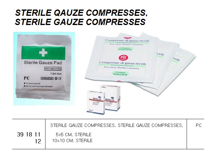 GAUZE STERILE COMPRESSES, 10 CM X 10 CM