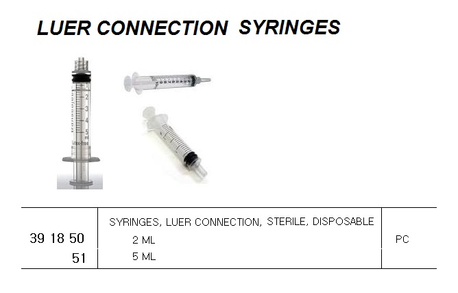 SYRINGE LUER CONNECTION 2 ML, STERILE DISPOSABLE