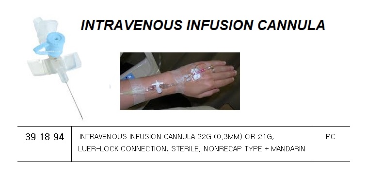CANNULA INTRAVENOUS INFUSION, 22G(0.8MM) OR 21G STERILE