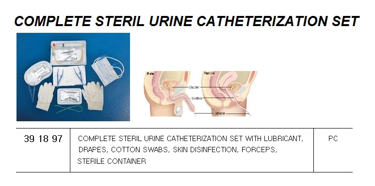 URINE CATHETERIZATION SET, COMPLETE STERILE
