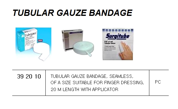 TUBULAR GAUZE BANDAGE, 20MTR LENGTH FOR U.K. SHIPS