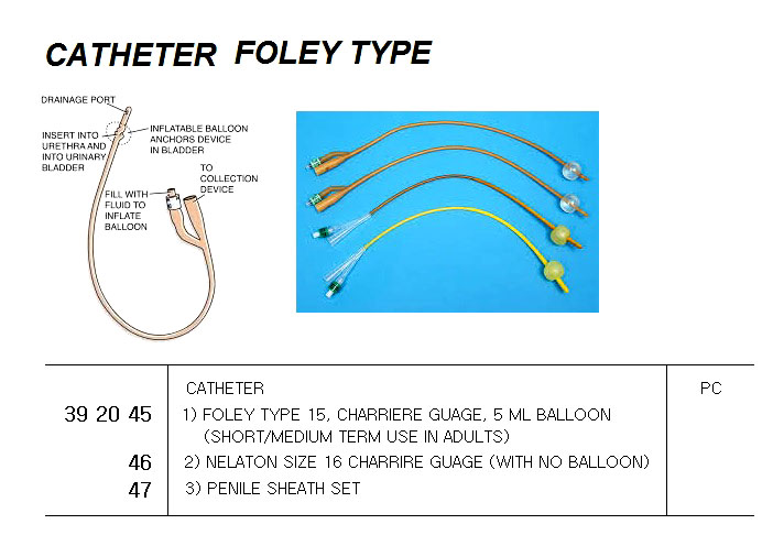 CATHETER FOLEY TYPE 16, FOR U.K. SHIPS