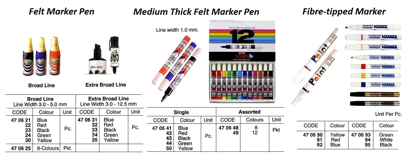 FELT MARKER PEN BROAD LINE, 8-COLORS