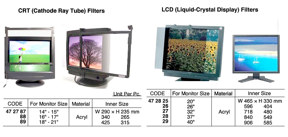 FILTER CRT ACRYL, 14"-15" 290X235MM