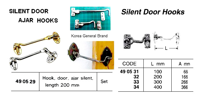 SILENT DOOR HOOK, HOOK LENGTH 100MM