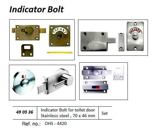 BOLT INDICATOR STAINLESS STEEL, 70X46MM FOR TOILET DOOR