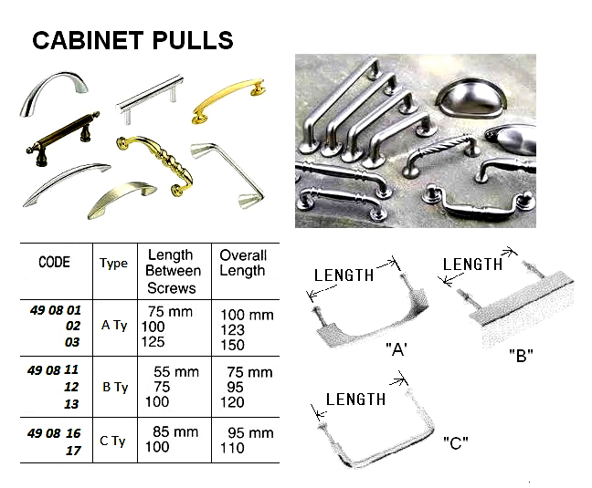 CABINET PULL BRASS A-TYPE 75MM