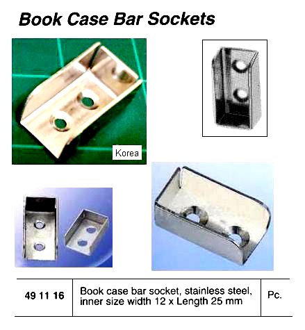 BOOK CASE BAR SOCKET STAINLESS, 12X25MM