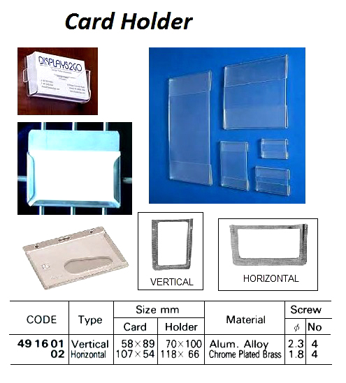 CARD HOLDER HORIZONTAL BRASS, FOR 95X49MM CARD