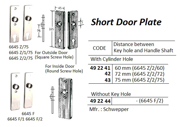 PLATE SHORT W/CYLINDER HOLE, S.STEEL SPACE 60MM #6645 Z/2/60