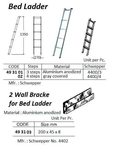 LADDER BED ALUMINUM ANODIZED, W/3 STEPS #4400/3