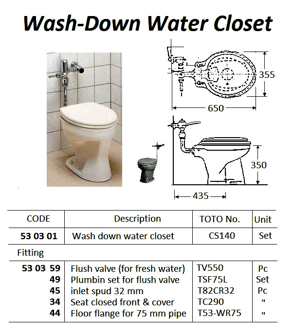 WATER CLOSET WASH-DOWN, MODEL CS140