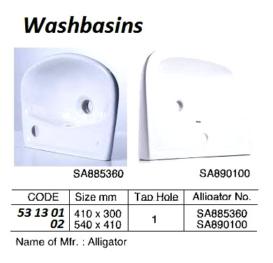 WASHBASIN W/1 TAP HOLE, 410X300MM WATERLINE SA885360