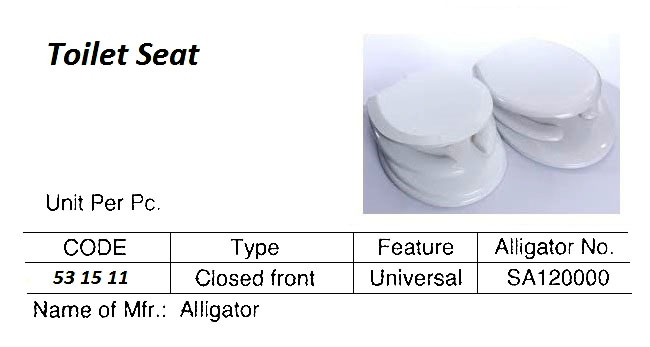 TOILET SEAT CLOSED FRONT, UNIVERSAL WATERLINE SA120000