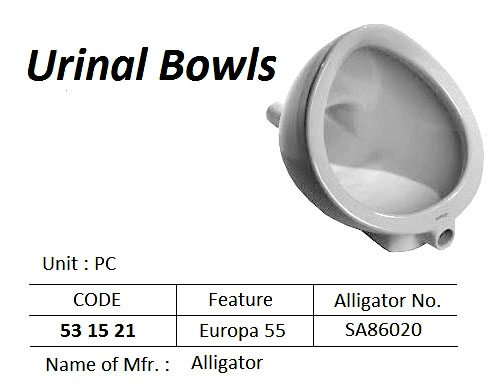 URINAL BOWL EUROPA 55, WATERLINE SA86020