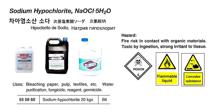 SODIUM HYPOCHLORITE 20KGS
